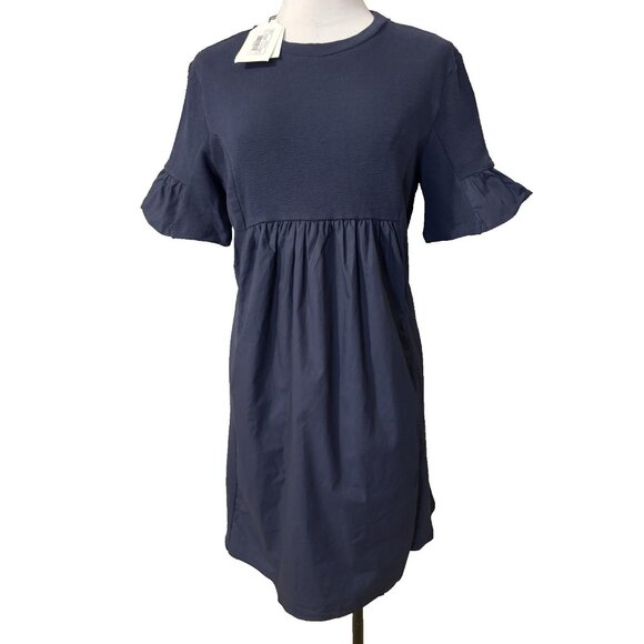 English Factory Dress S Navy Blue Babydoll T Shirt Short Sleeve Washable NWT - Picture 4 of 15